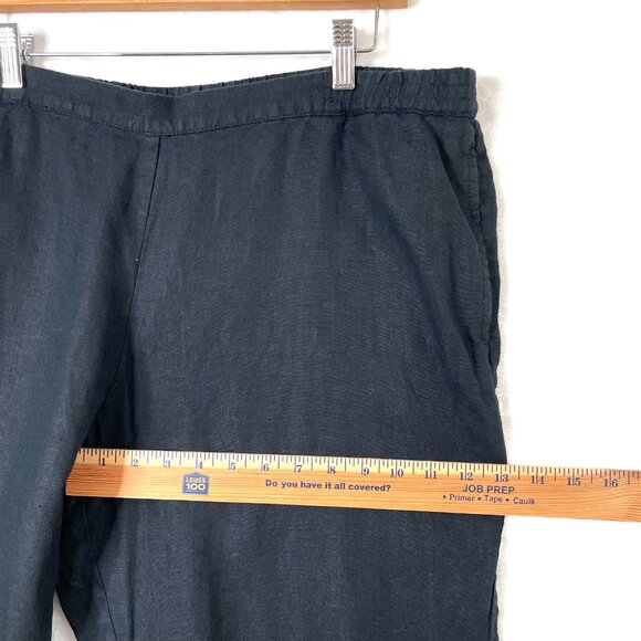 J.Jill Linen Pants Womens L Black Slim Pull On Straight Leg Coastal Casual - Picture 9 of 11